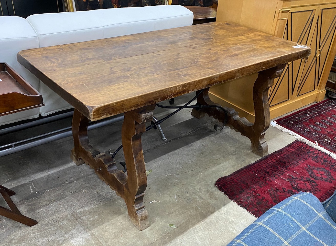An 18th century style Spanish rectangular walnut refectory table, length 160cm, depth 79cm, height 78cm